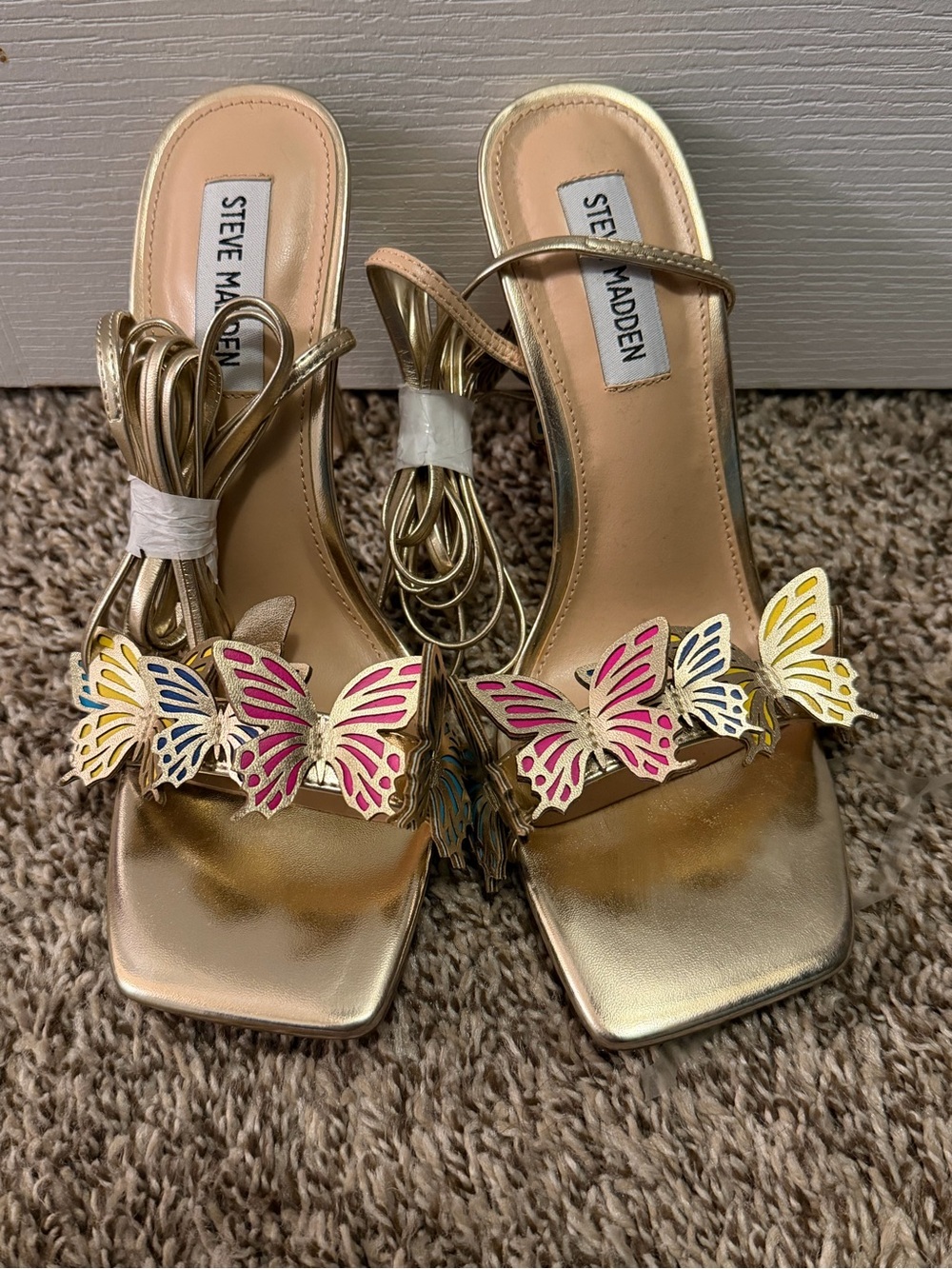 Steve Madden Gold Butterfly Strap Sandals - Gold